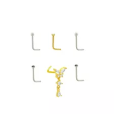 Multi-Pack Basic and CZ Butterfly Dangle L-Bend Nose Pins 6 Pack - 22 Gauge at Spencer's