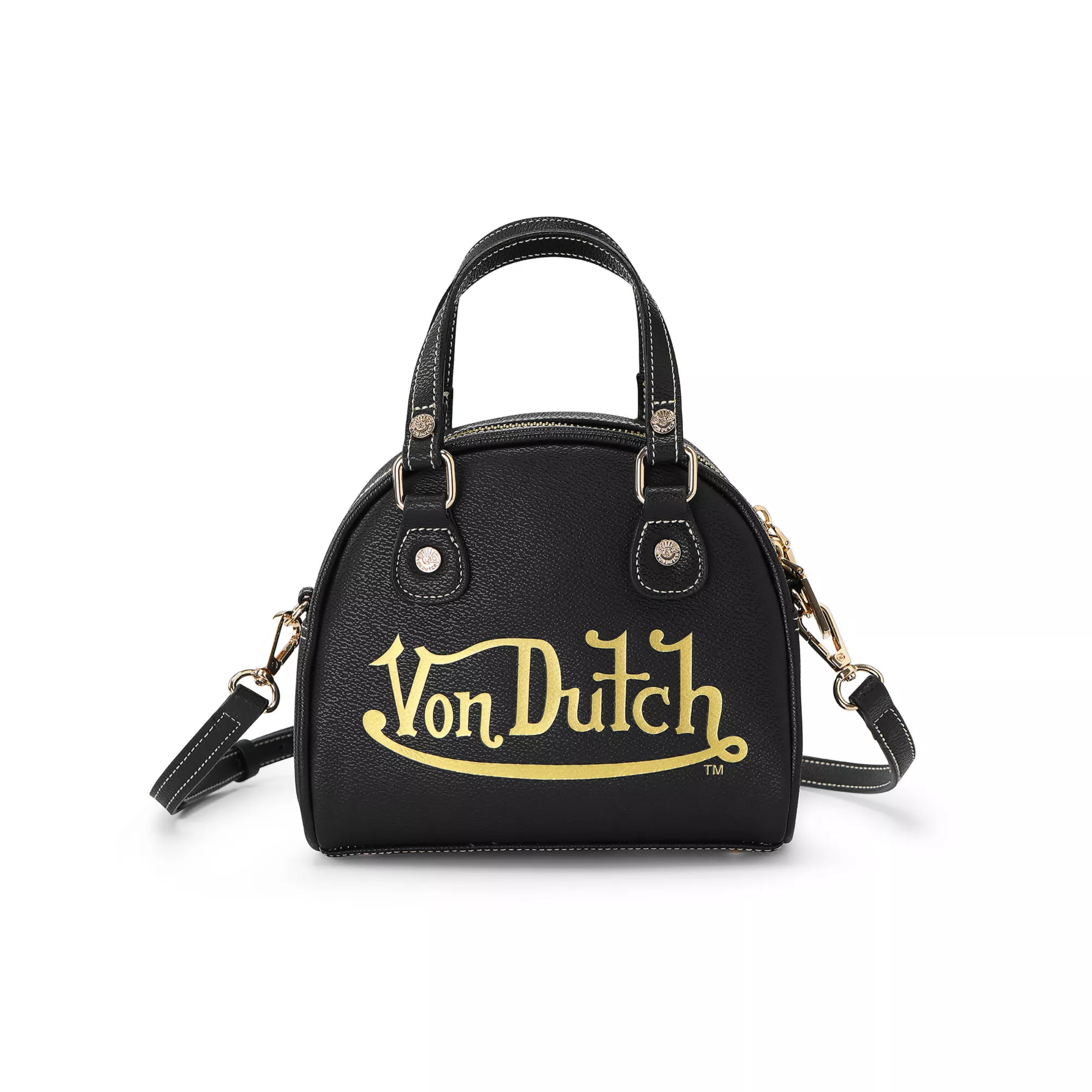 Racing Stripe Black and Gold Mini Bowling Bag - Von Dutch