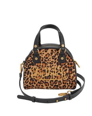 Leopard Vegan Pony Hair Mini Bowling Bag - Von Dutch