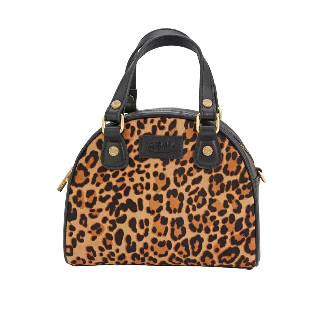 Leopard Vegan Pony Hair Mini Bowling Bag - Von Dutch