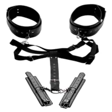 Acquire Easy-Access Thigh Harness with Wrist Cuffs - Master Series at Spencer's