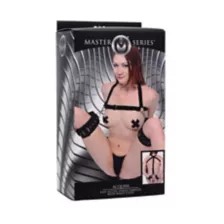 Acquire Easy-Access Thigh Harness with Wrist Cuffs - Master Series at Spencer's