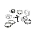 Multi-Pack Cross and Skull Rings - 9 Pack at Spencer's