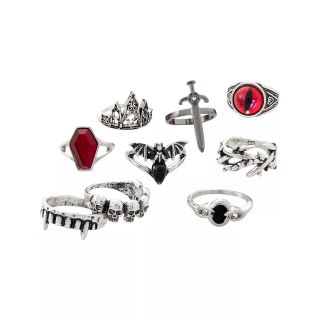 Multi-Pack Dragon Eye and Sword Rings - 9 Pack
