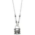 Barbed Wire Skull Lock Pendant Necklace at Spencer's