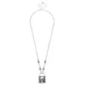 Barbed Wire Skull Lock Pendant Necklace at Spencer's