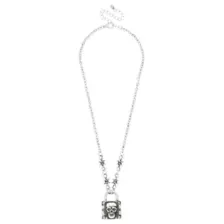 Barbed Wire Skull Lock Pendant Necklace at Spencer's