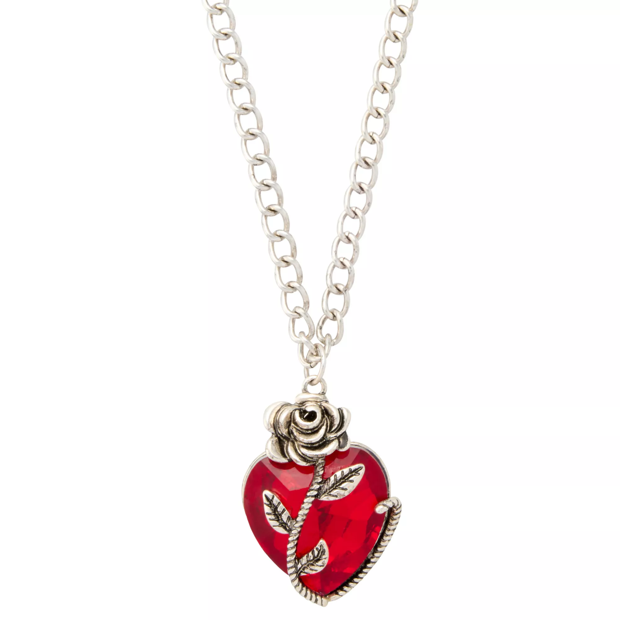 Red Heart and Rose Pendant Necklace at Spencer's