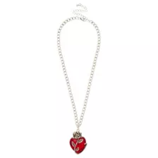 Red Heart and Rose Pendant Necklace at Spencer's