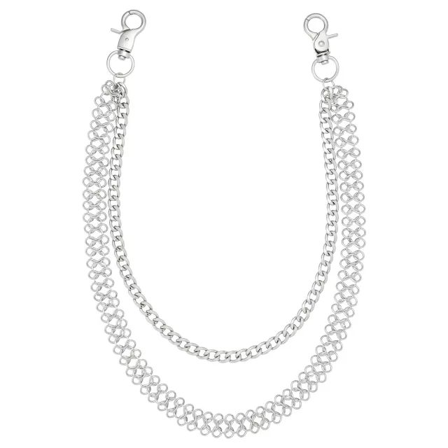 2 Row Silver-Tone Link Bike Wallet Chain