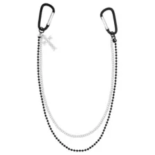 2 Row Black and Silver-Tone Carabiner Cross Wallet Chain at Spencer's