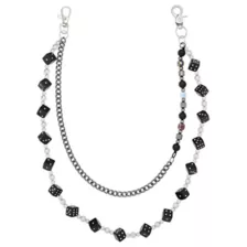 2 Row Black Dice Wallet Chain at Spencer's