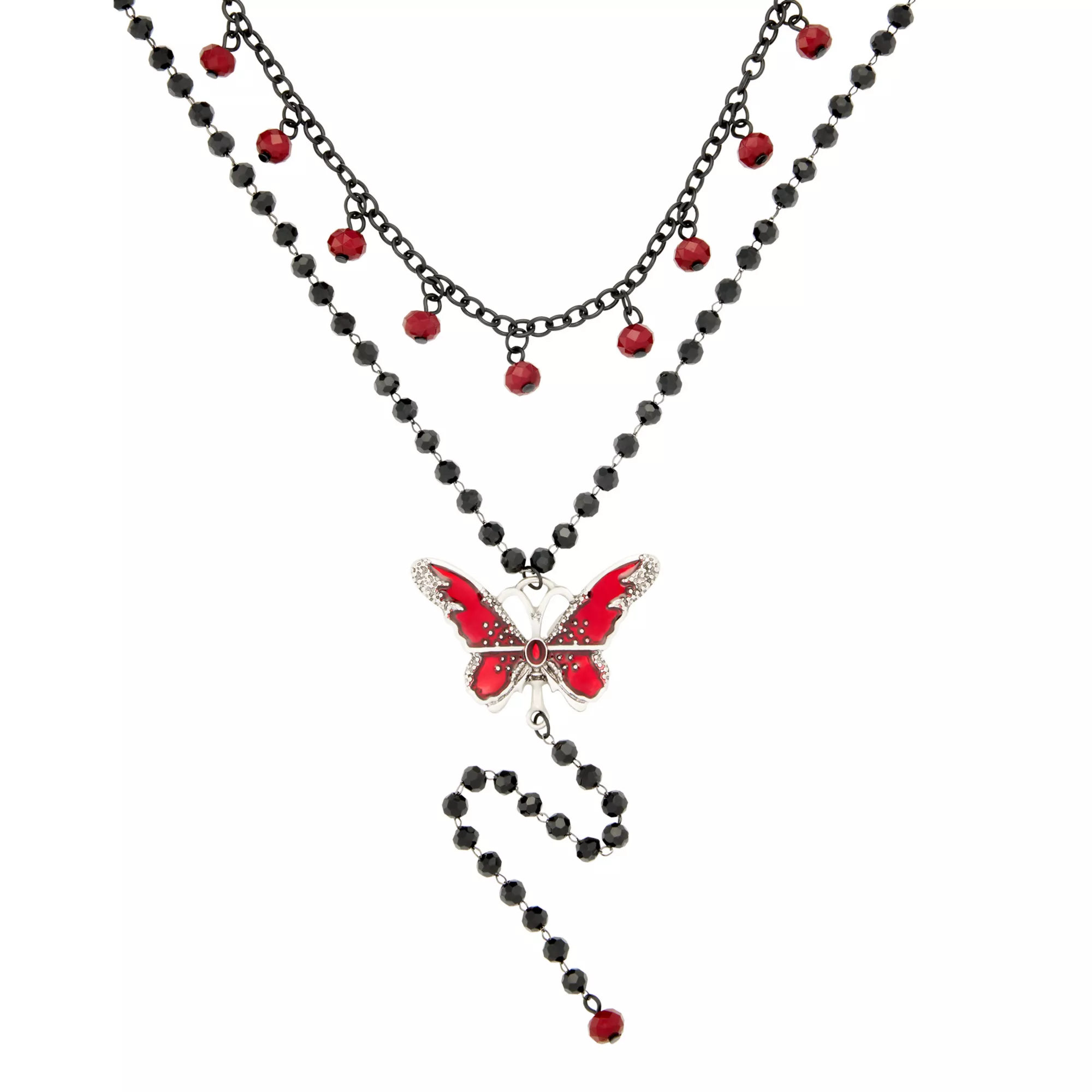 Butterfly Layered Rosary Necklace at Spencer's