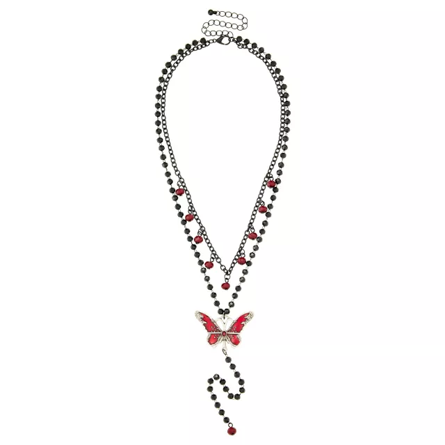 Butterfly Layered Rosary Necklace at Spencer's
