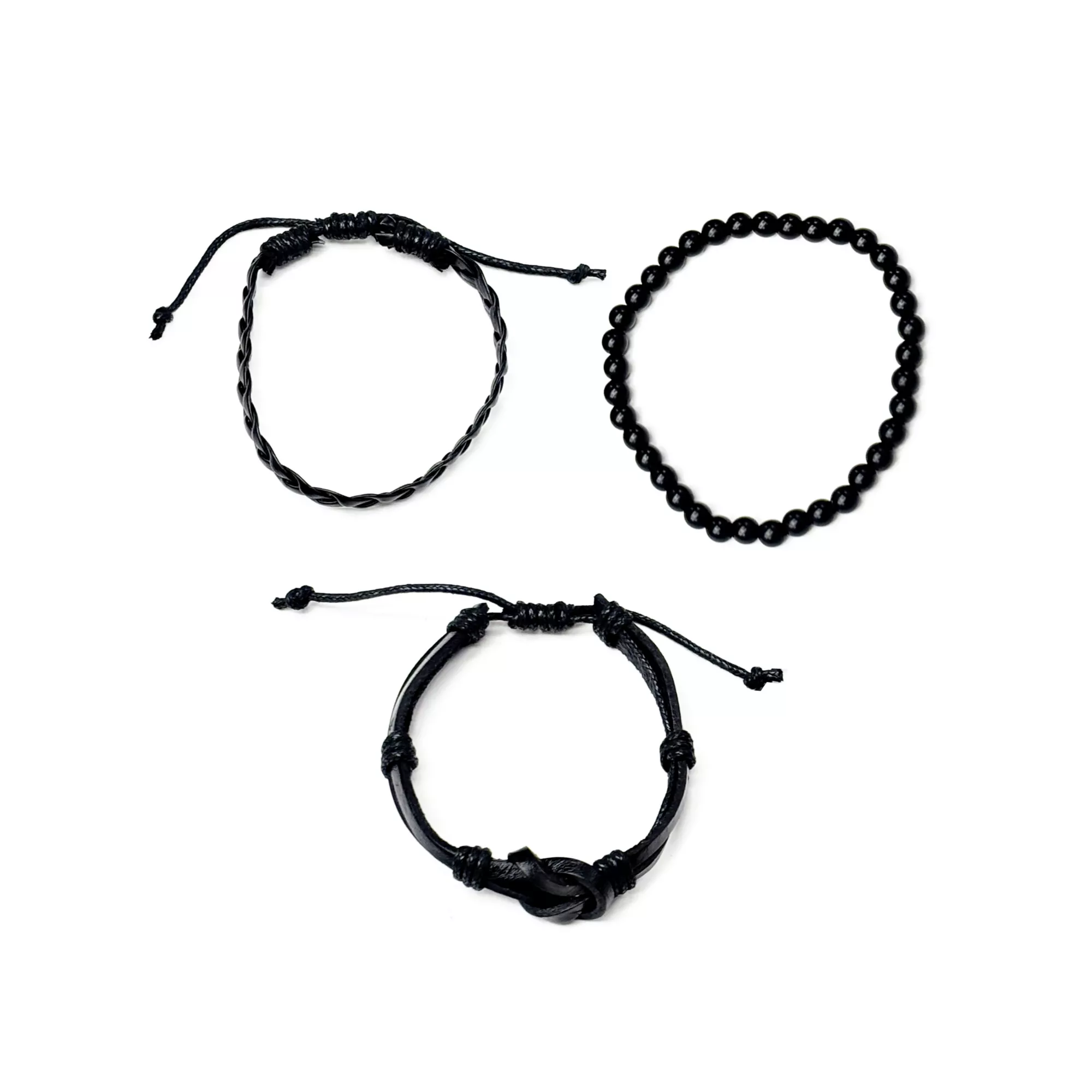 Multi-Pack Knotted Rope and Bead Bracelets - 3 Pack at Spencer's