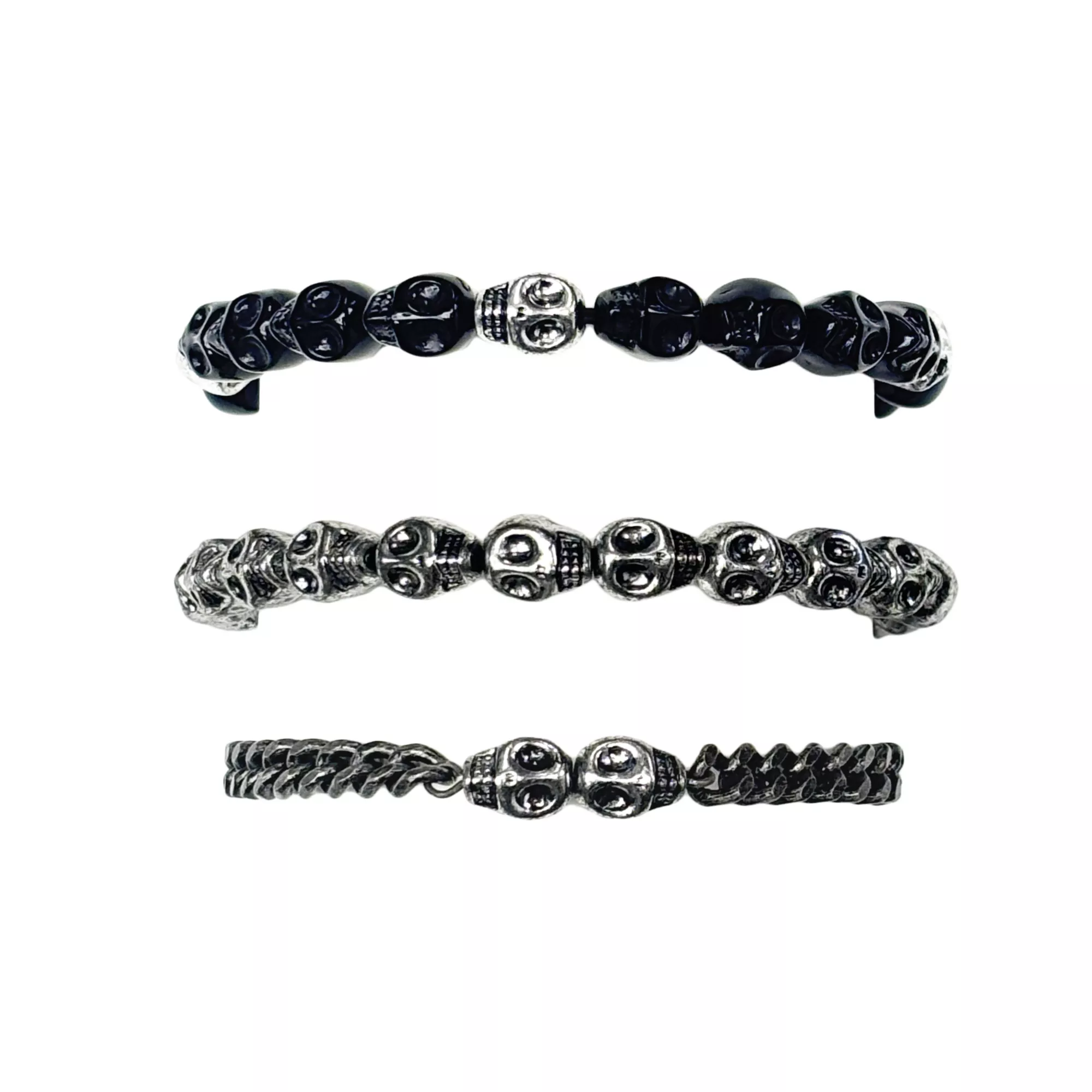 Multi-Pack Skull Head Bracelets - 3 Pack at Spencer's