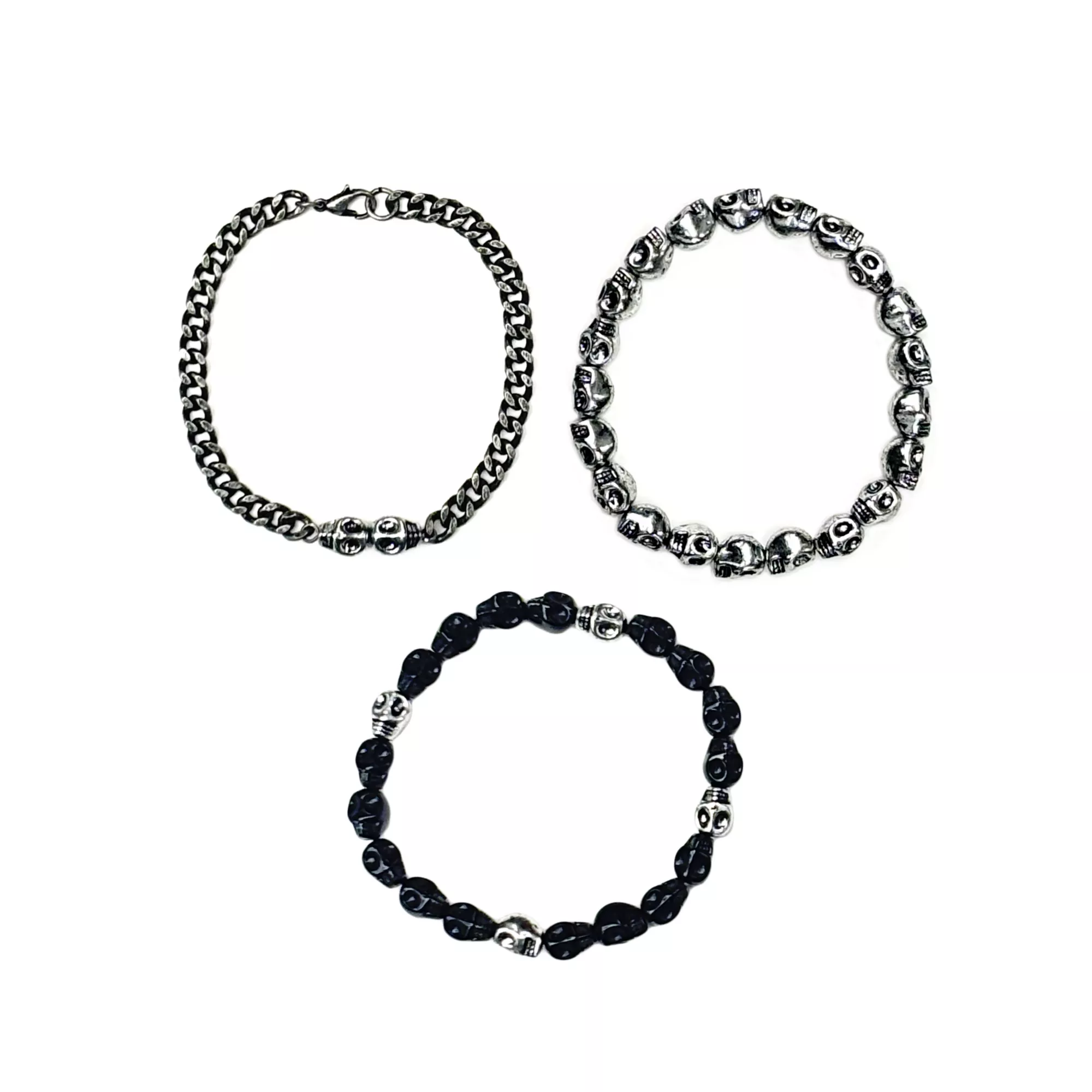 Multi-Pack Skull Head Bracelets - 3 Pack at Spencer's