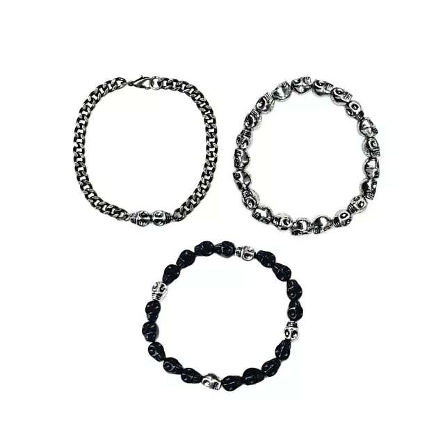 Multi-Pack Skull Head Bracelets - 3 Pack at Spencer's