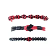 Multi-Pack Black and Red Skull Bracelets - 4 Pack at Spencer's