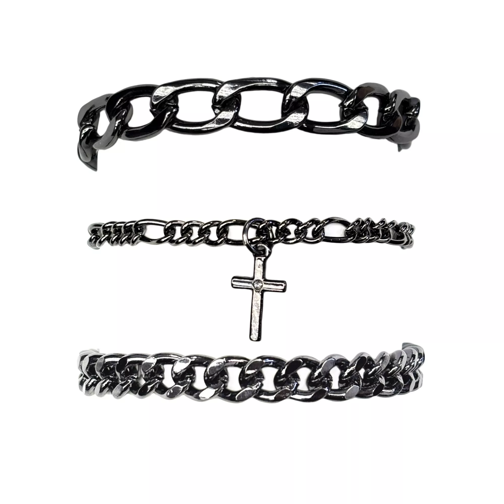Multi-Pack Cross Charm Chain Bracelets - 3 Pack at Spencer's