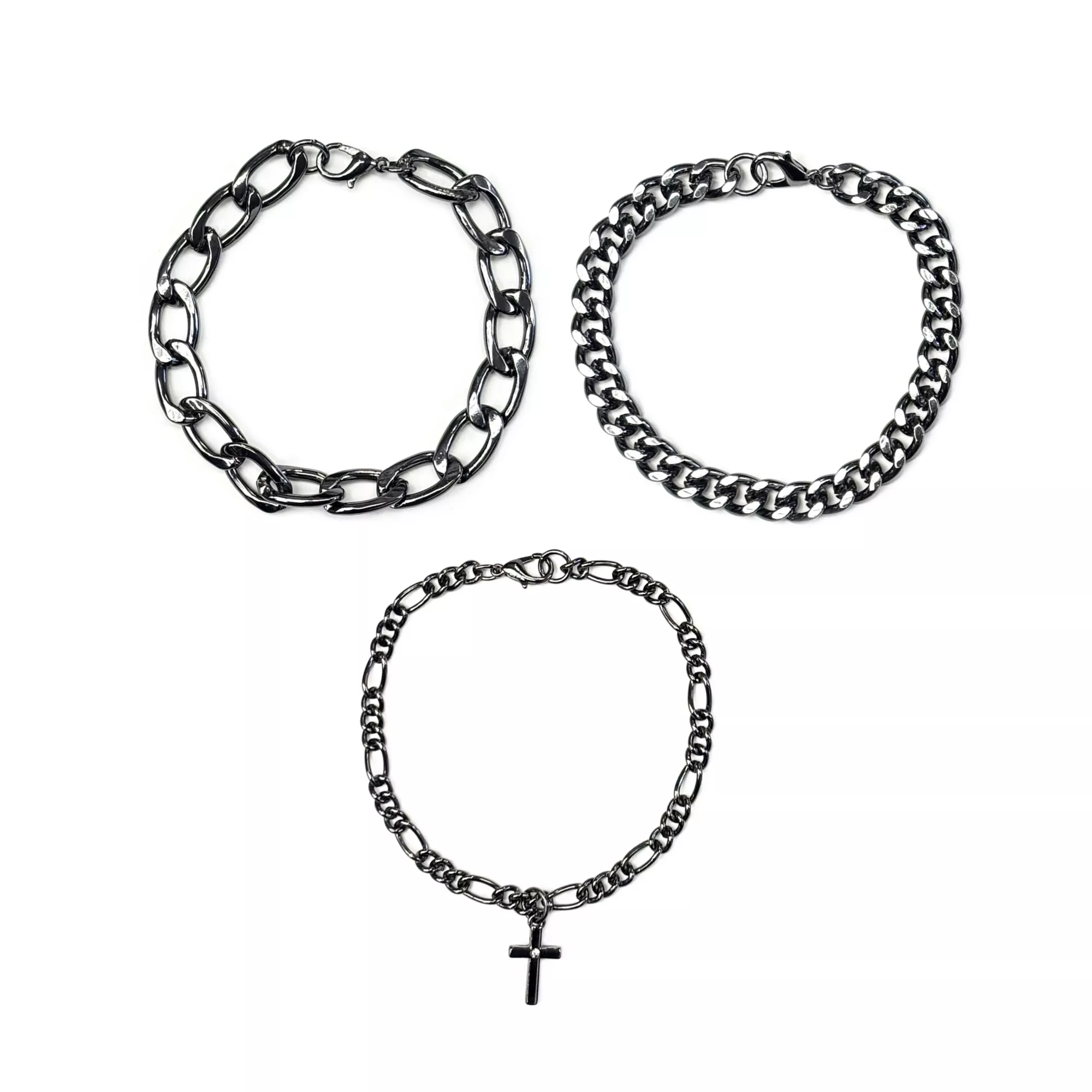 Multi-Pack Cross Charm Chain Bracelets - 3 Pack at Spencer's