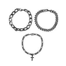 Multi-Pack Cross Charm Chain Bracelets - 3 Pack at Spencer's