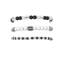 Multi-Pack Black and White Beaded Bracelets - 3 Pack at Spencer's