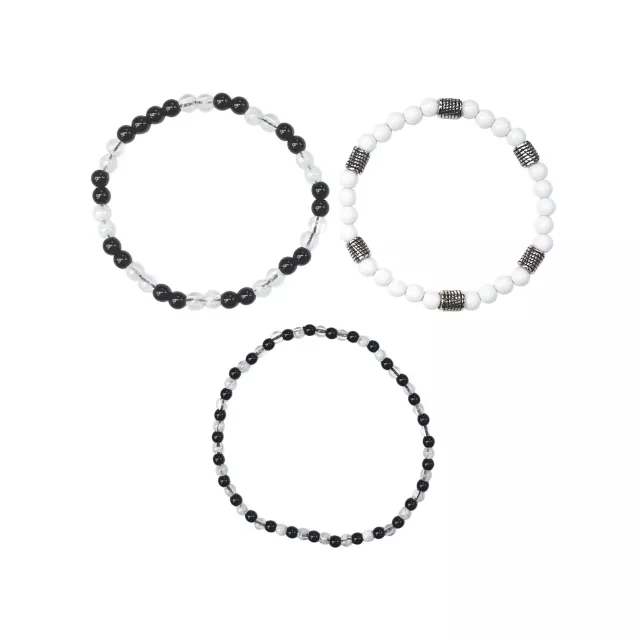 Multi-Pack Black and White Beaded Bracelets - 3 Pack at Spencer's