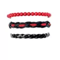 Multi-Pack Red and Black Woven and Beaded Bracelets - 3 Pack at Spencer's