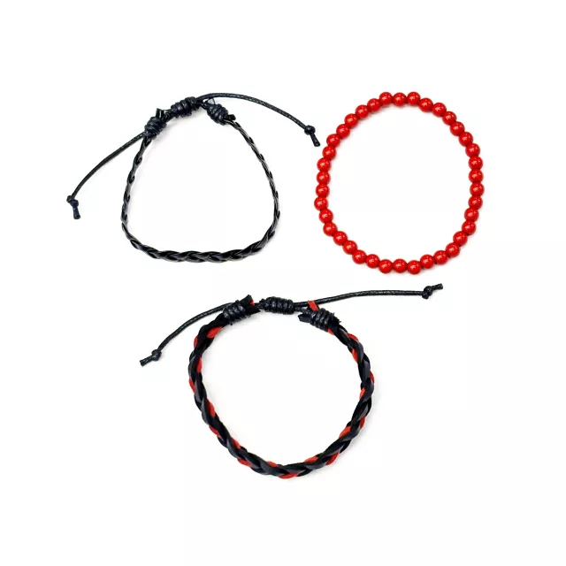 Multi-Pack Red and Black Woven and Beaded Bracelets - 3 Pack at Spencer's
