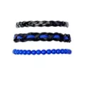 Multi-Pack Black and Blue Woven and Beaded Bracelets - 3 Pack at Spencer's