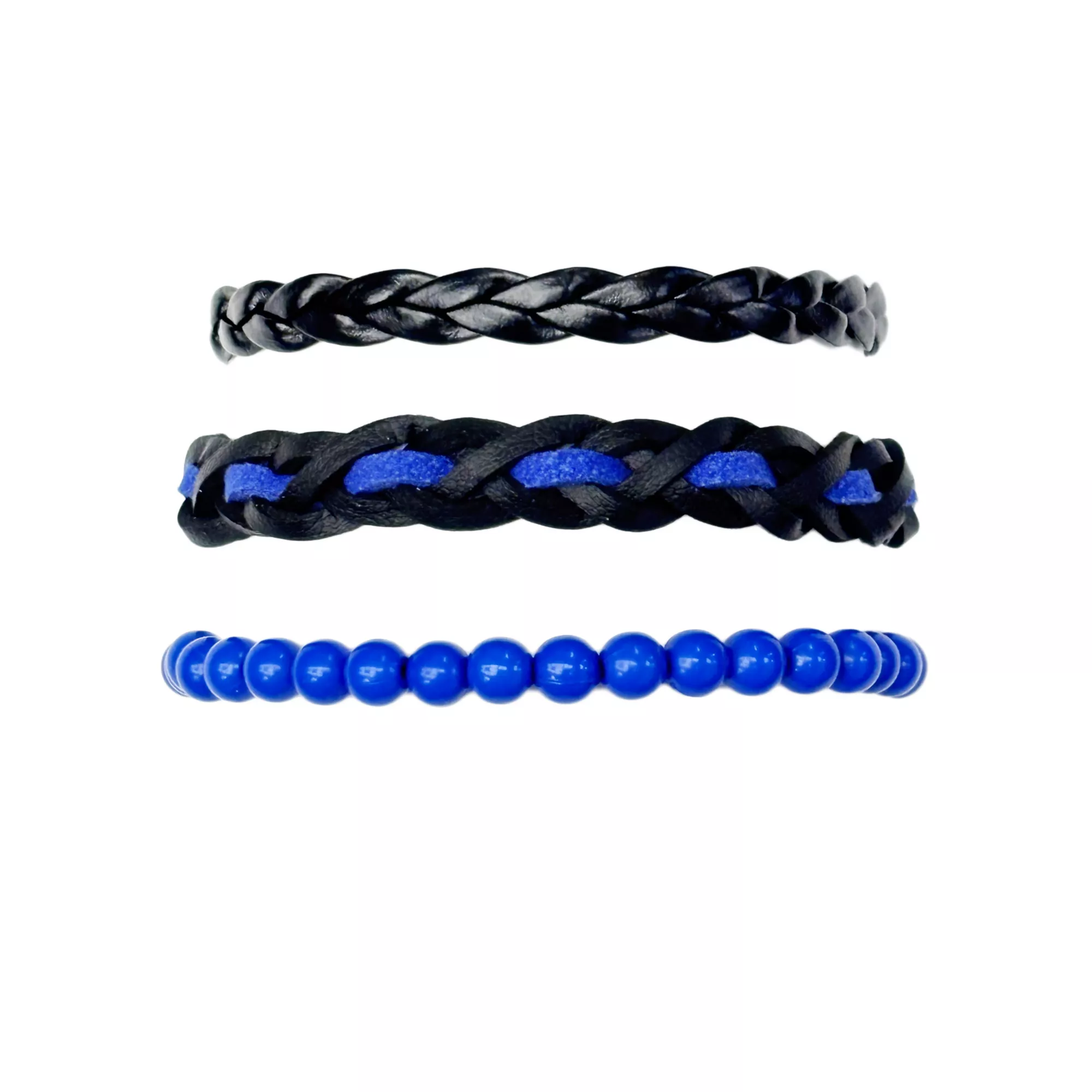 Multi-Pack Black and Blue Woven and Beaded Bracelets - 3 Pack at Spencer's