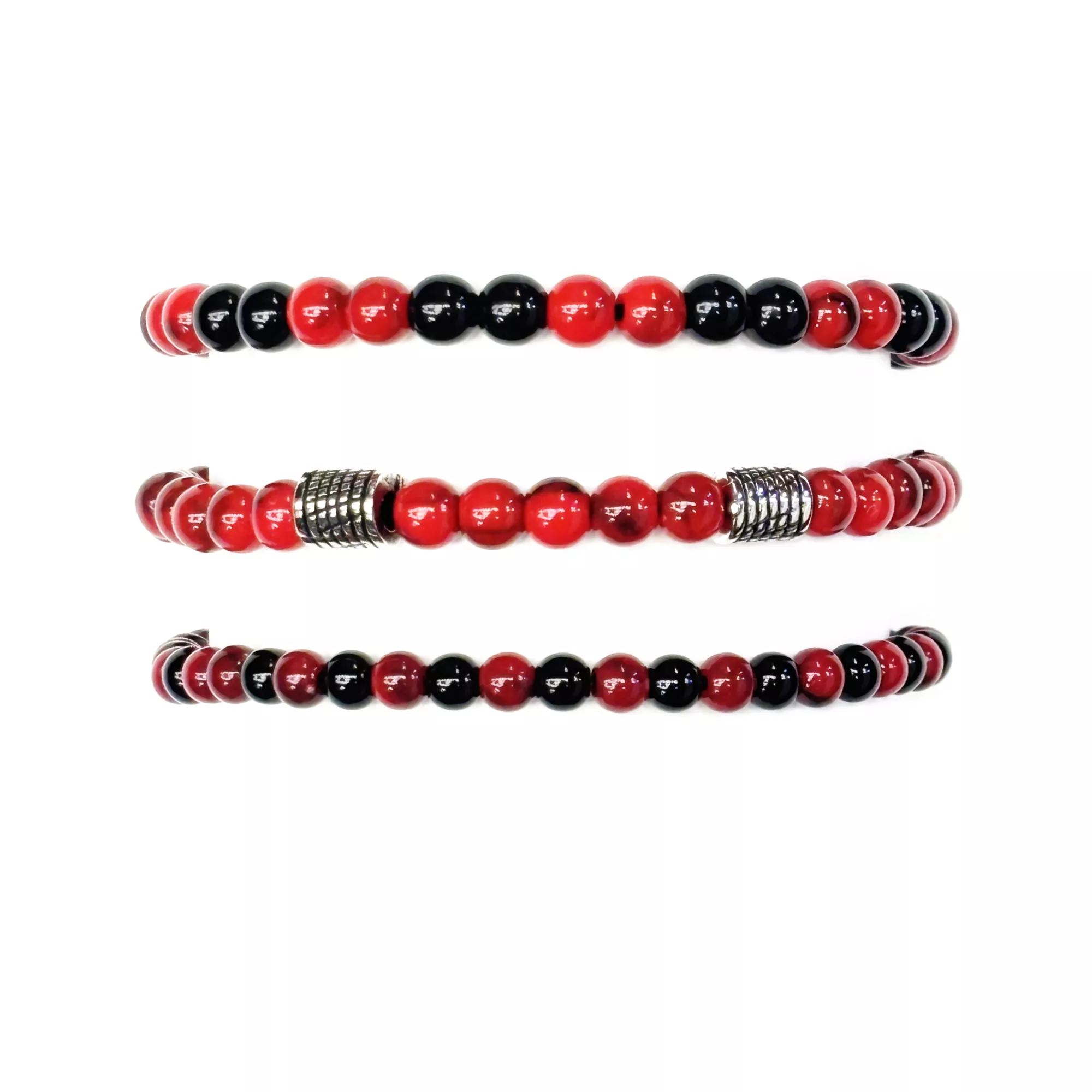 Multi-Pack Red and Black Beaded Bracelets - 3 Pack at Spencer's