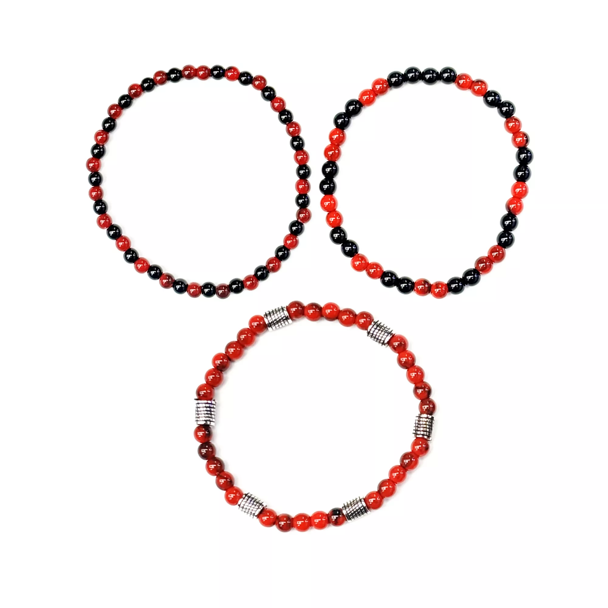 Multi-Pack Red and Black Beaded Bracelets - 3 Pack at Spencer's