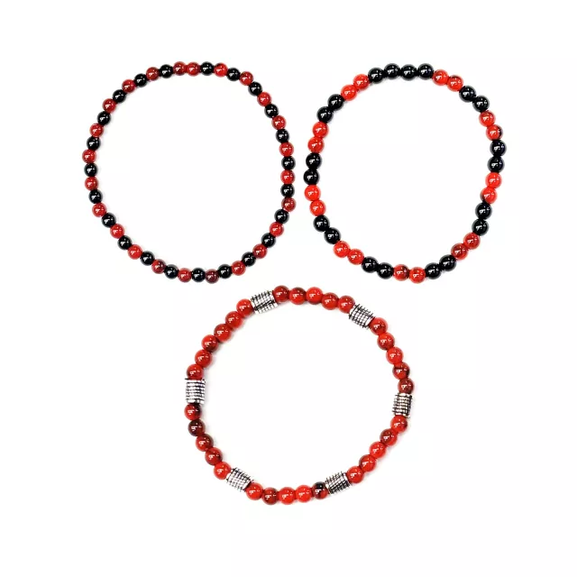 Multi-Pack Red and Black Beaded Bracelets - 3 Pack at Spencer's