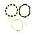 Multi-Pack Black and Neon Green Skull Cord and Beaded Bracelets - 3 Pack at Spencer's