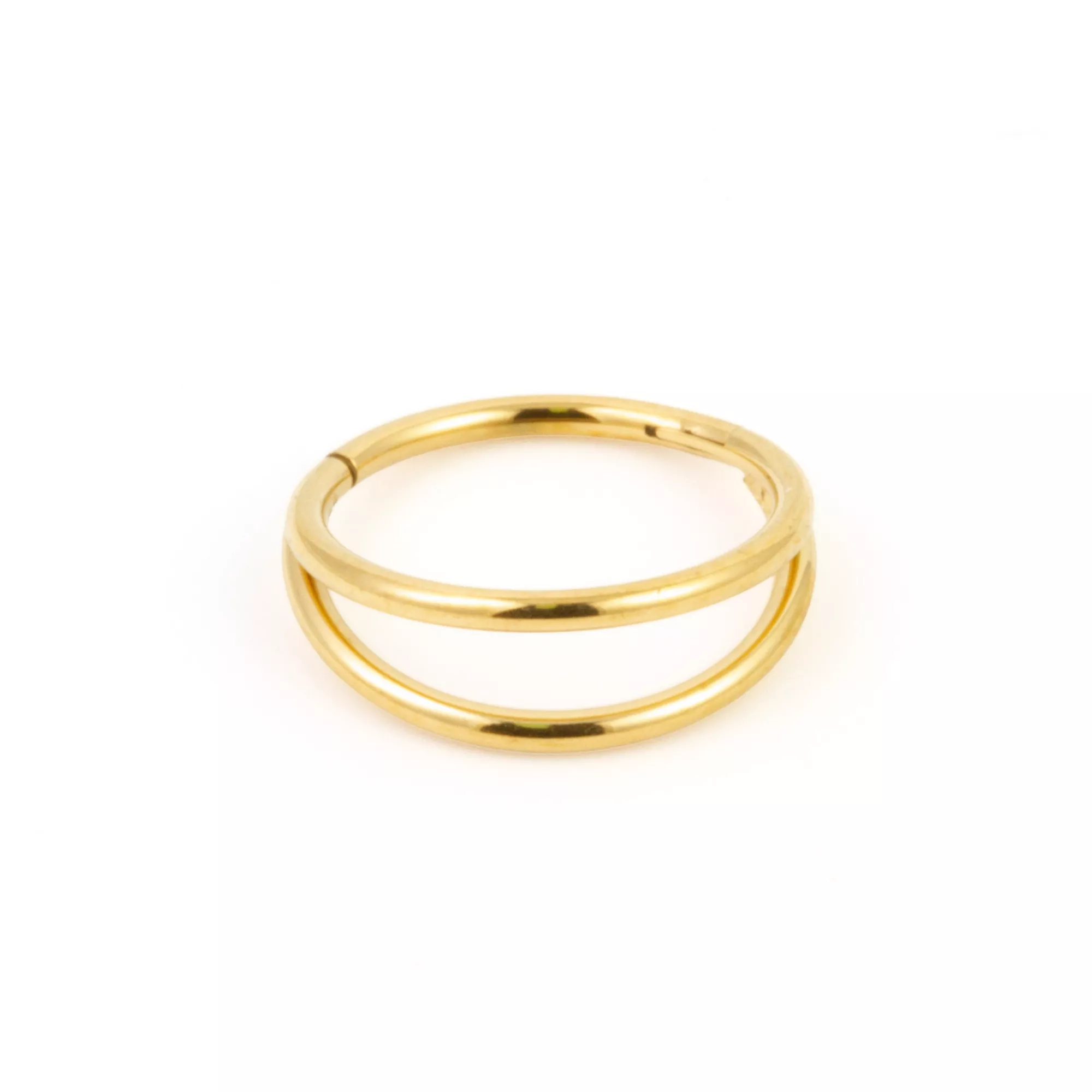 Gold-Tone 2-Row Hinged Hoop Nose Ring - 20 Gauge