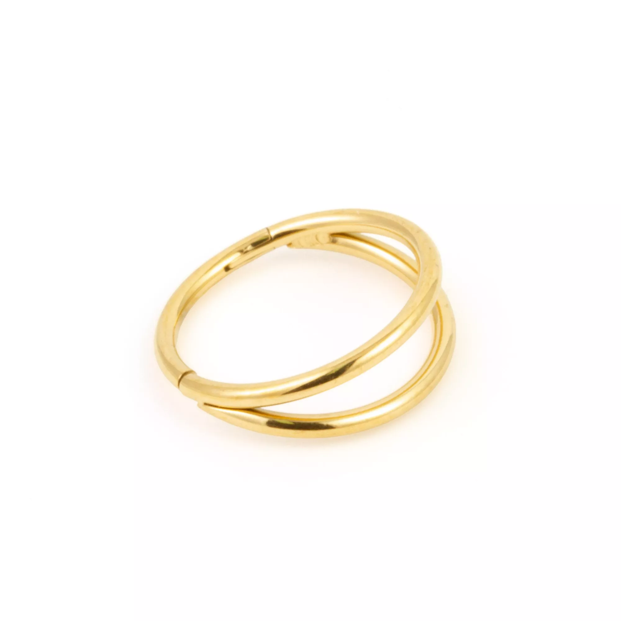 Gold-Tone 2-Row Hinged Hoop Nose Ring - 20 Gauge