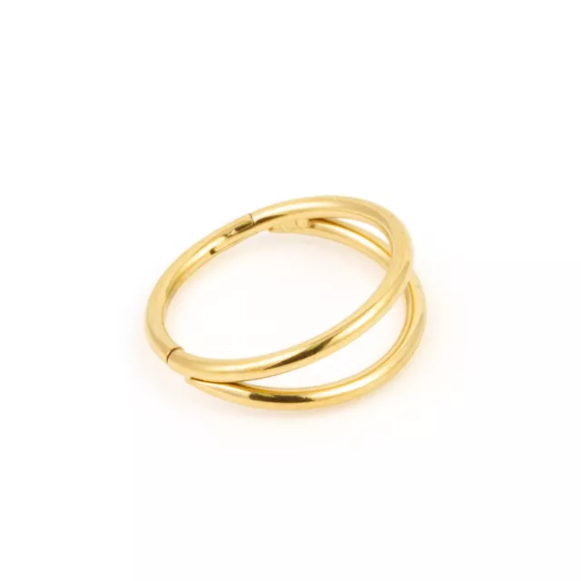 Gold-Tone 2-Row Hinged Hoop Nose Ring - 20 Gauge at Spencer's