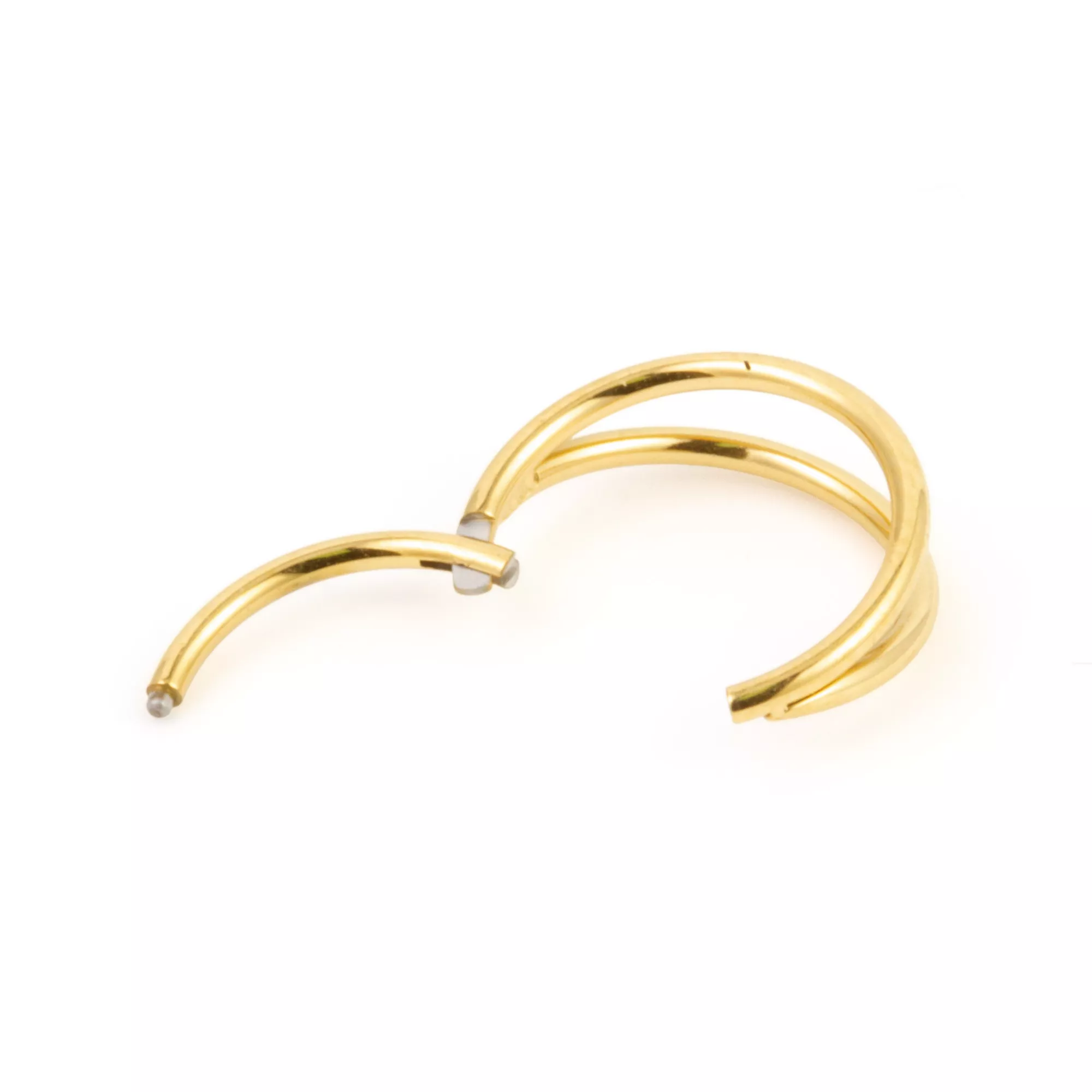Gold-Tone 2-Row Hinged Hoop Nose Ring - 20 Gauge