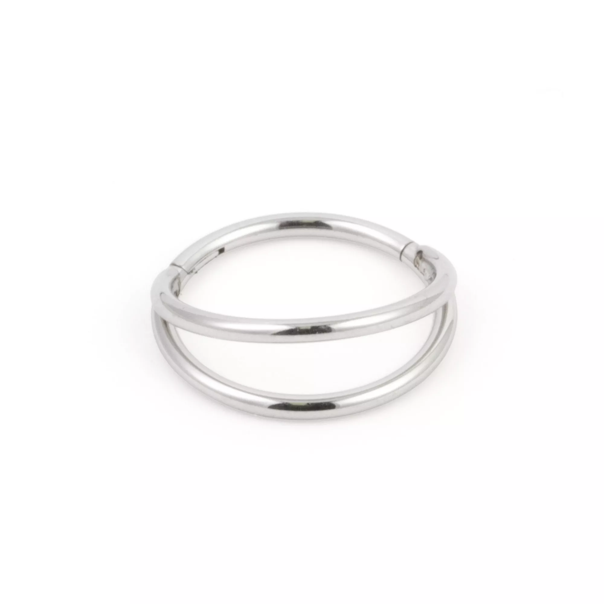 Silver-Tone 2-Row Hinged Hoop Nose Ring - 20 Gauge