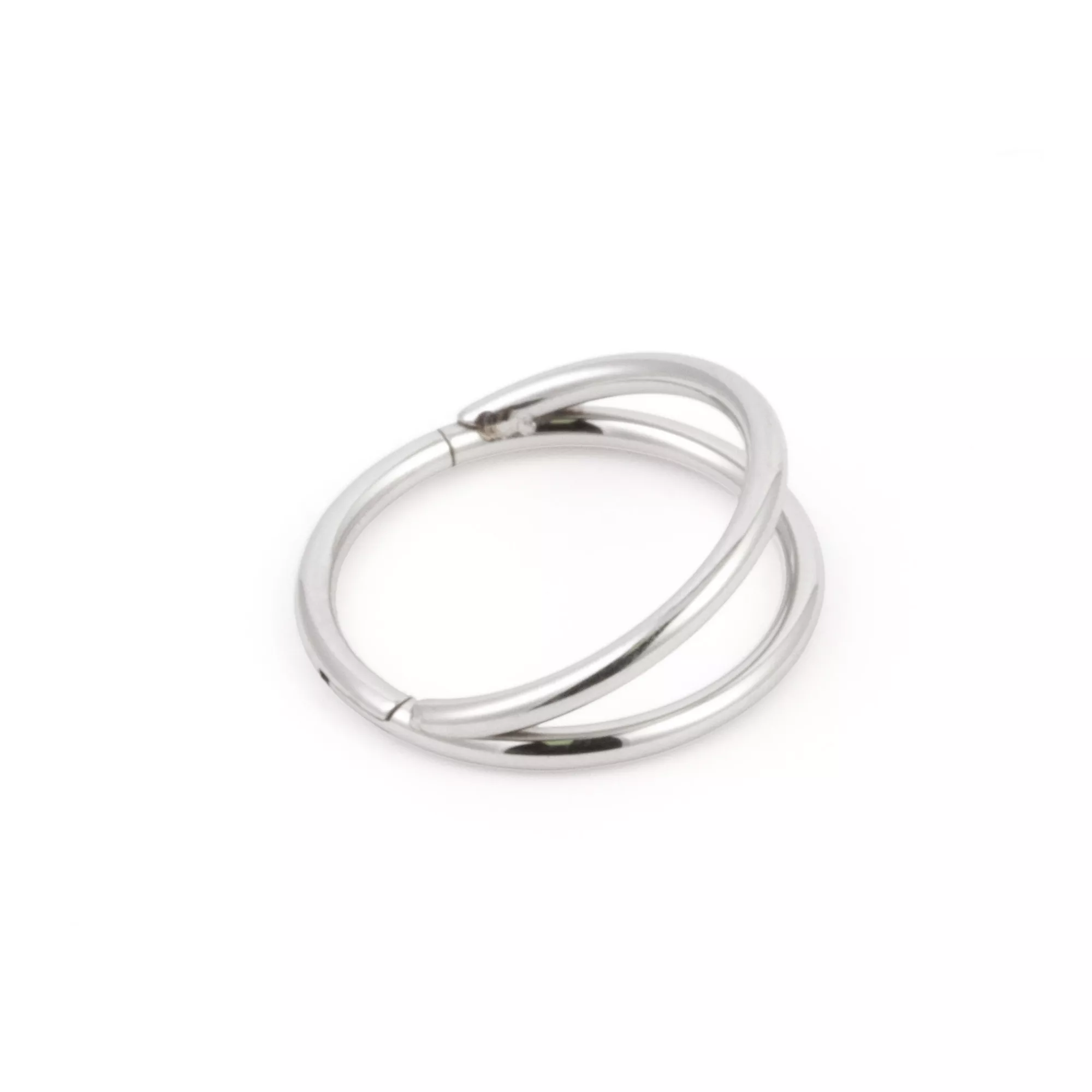 Silver-Tone 2-Row Hinged Hoop Nose Ring - 20 Gauge