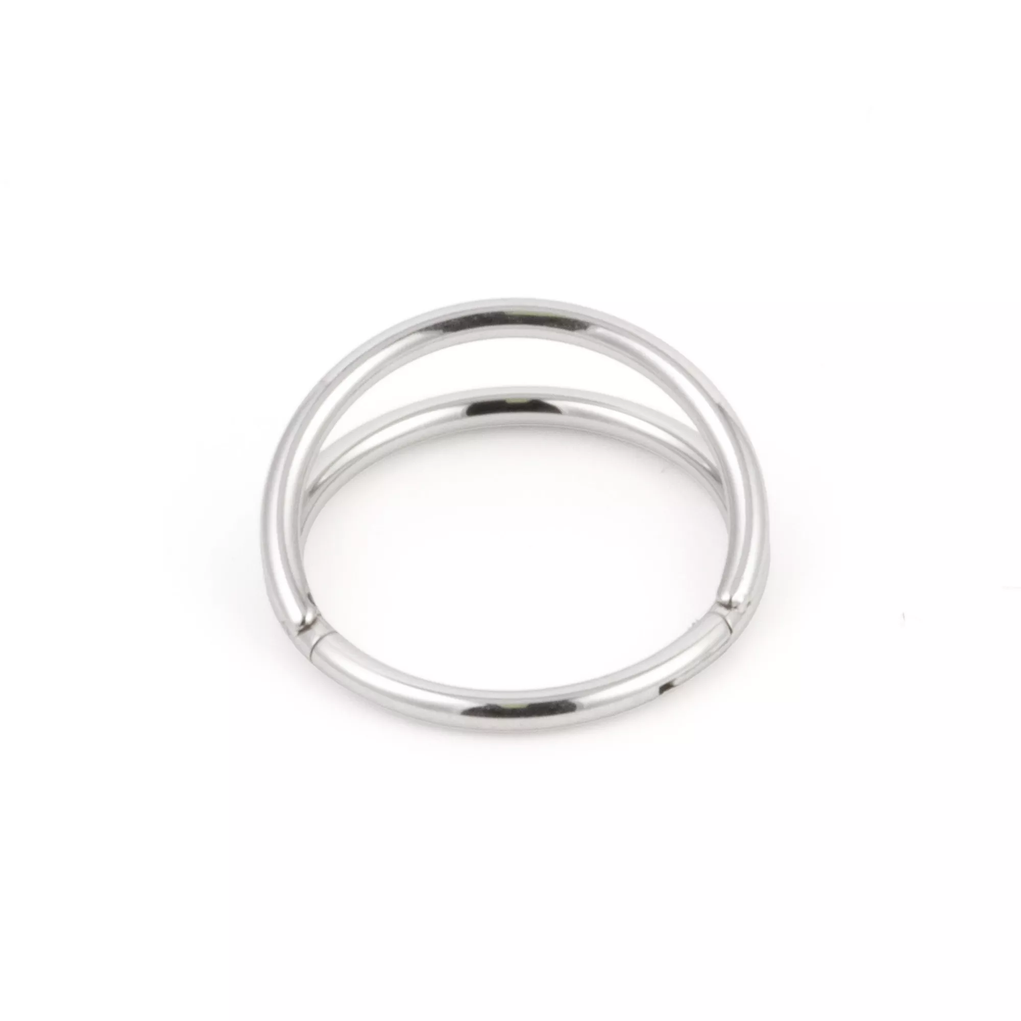 Silver-Tone 2-Row Hinged Hoop Nose Ring - 20 Gauge