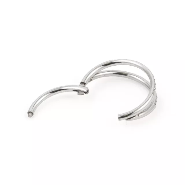 Silver-Tone 2-Row Hinged Hoop Nose Ring - 20 Gauge at Spencer's