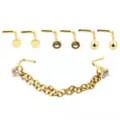 Multi-Pack Goldtone CZ Chain L-Bend Nose Pins 4 Pair - 20 Gauge at Spencer's