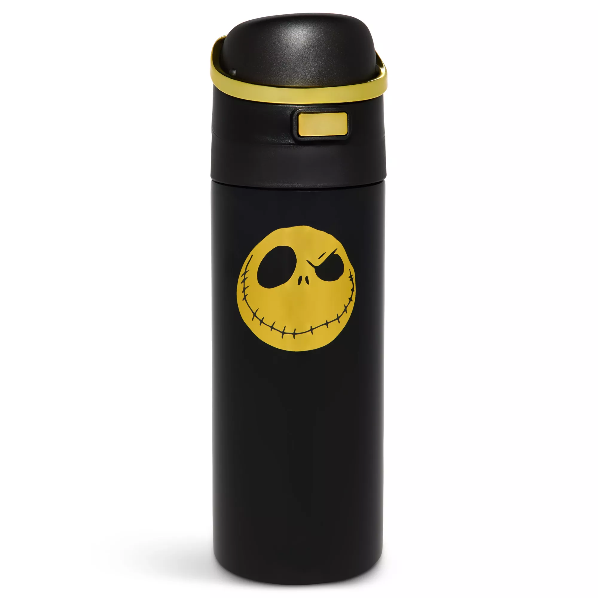 Jack Skellington Black and Yellow Flip Top Water Bottle 24 oz. - The Nightmare Before Christmas at Spencer's