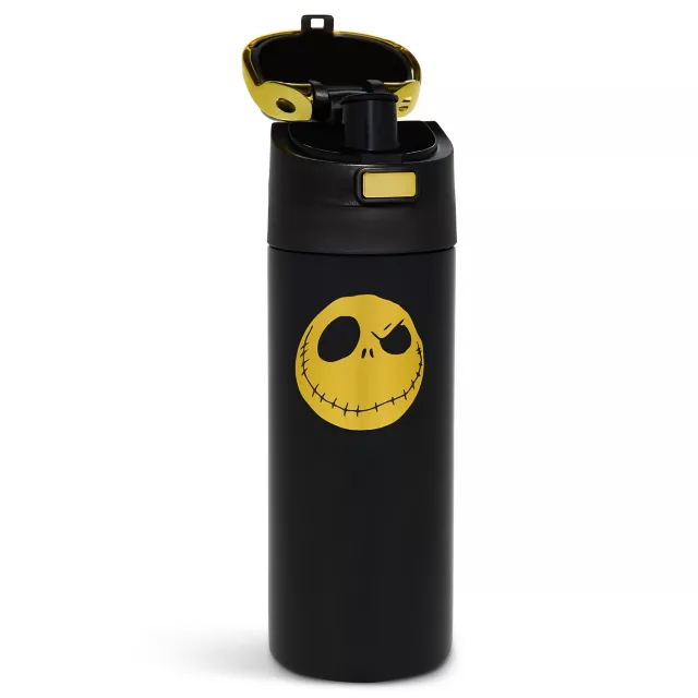 Jack Skellington Black and Yellow Flip Top Water Bottle 24 oz. - The Nightmare Before Christmas at Spencer's