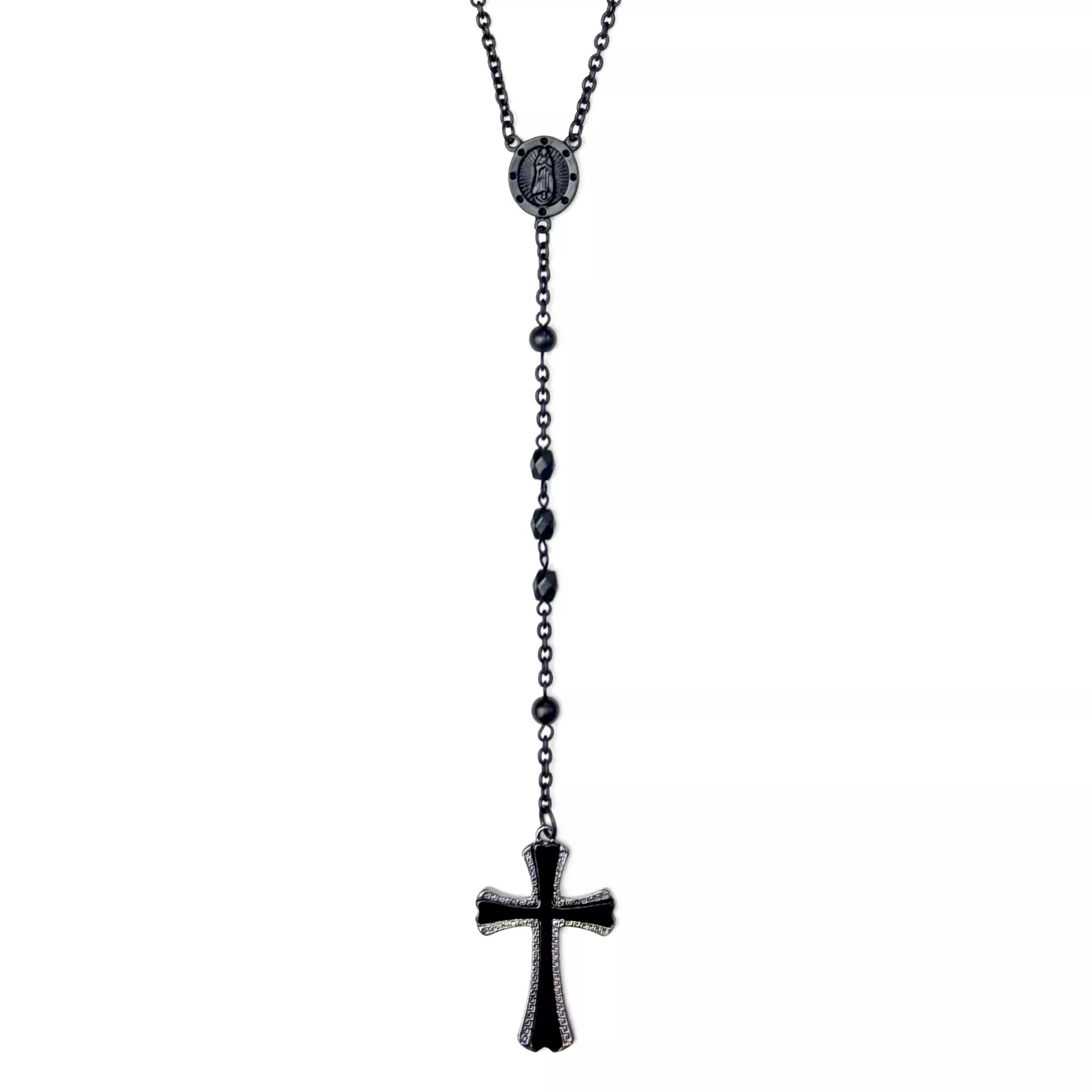 Black Chain Rosary Necklace at Spencer's