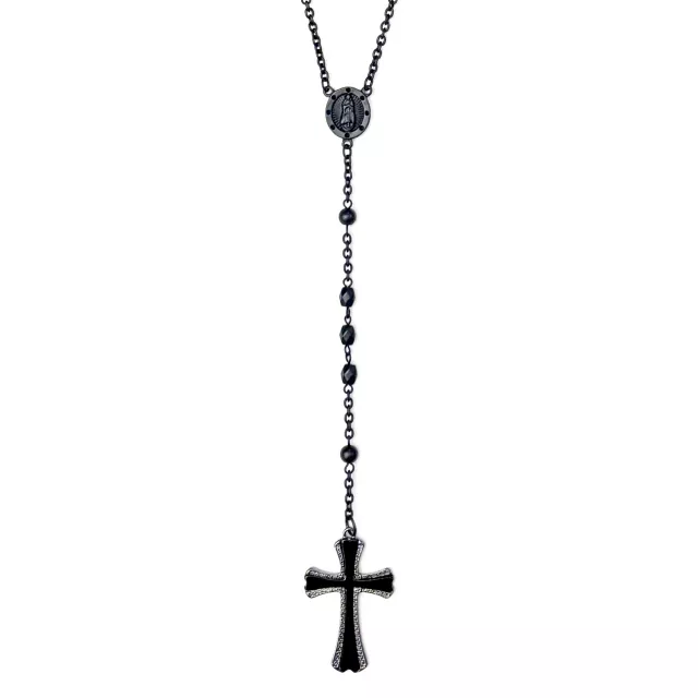 Black Chain Rosary Necklace at Spencer's