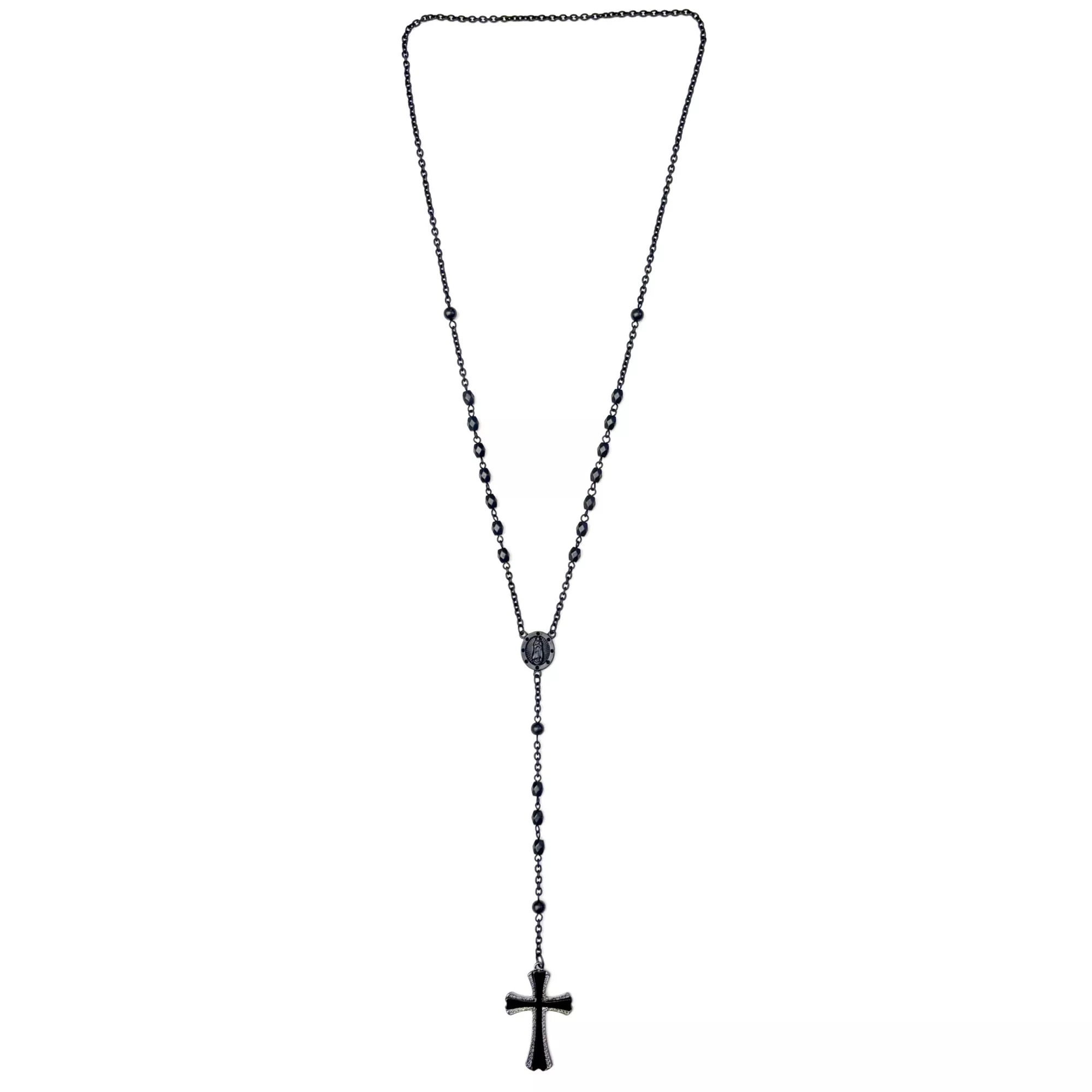 Black Chain Rosary Necklace at Spencer's